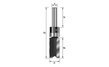 Bündigfräser HW (HM) Ø 14 mm KL schaftseitig - sautershop