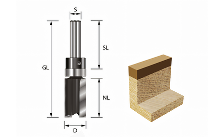 Bündigfräser Z2+1 mit KL schaftseitig Ø 12,7mm - sautershop