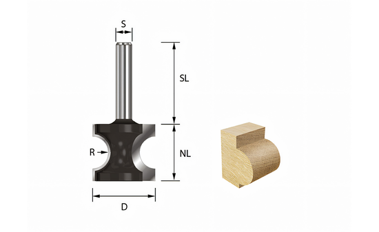 Halbstabfräser HM Z2 R: 4,76mm NL: 17,9mm - sautershop