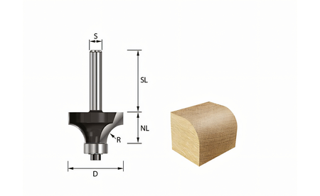 Abrundfräser HM Z2 R: 6mm NL: 12,7mm - sautershop