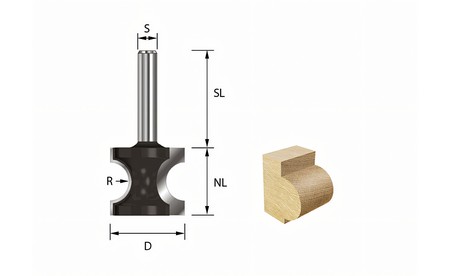 Halbstabfräser HM Z2 R: 3,2mm NL: 16,5mm - sautershop