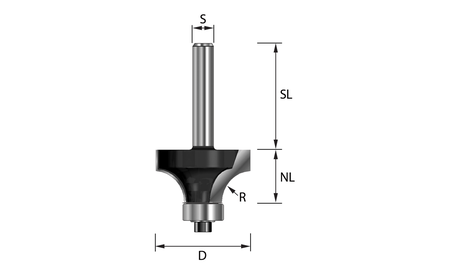 Abrundfräser HM Z2 R: 9mm NL: 14mm - sautershop