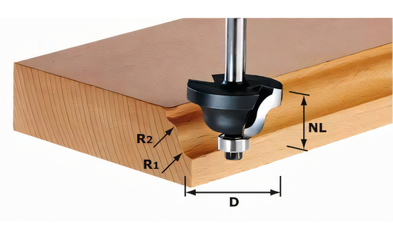 Doppelradienfräser HW Schaft 8 mm HW S8 D31,7/R4/R4 - sautershop