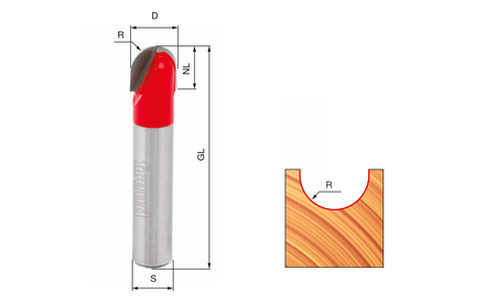 freud Hohlkehlfräser HW (HM) D19 S8 Z2 - sautershop