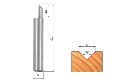 freud V-Nutfräser VHM D6 S8 90° - sautershop