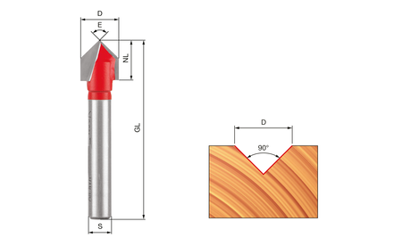 freud V-Nutfräser D9,5 S8 90° - sautershop