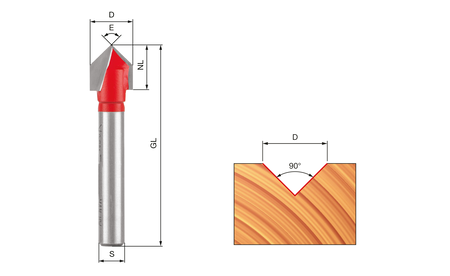 freud V-Nutfräser D31,8 S8 90° - sautershop