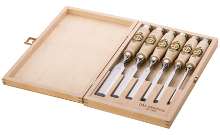 Two Cherries chisel set in wooden box, 6 pieces KI-1101000