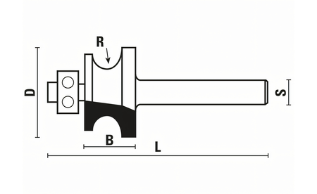 Halbstabfräser mit Kugellager D=22 mm, R 3,2 mm - sautershop