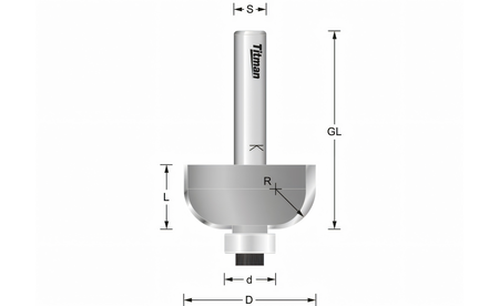 Halbhohlkehlfräser Z2 R5 Ø22 mm - sautershop