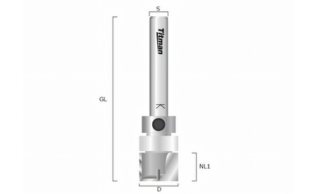 Bündigfräser mit KL schaftseitig Ø12,7 mm S6 - sautershop