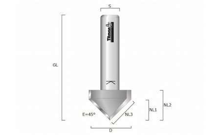 V-Nutfräser - Schriftenfräser 45° Ø51 mm - sautershop