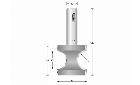 Halbstabfräser HM Z2 R: 18mm NL: 53mm - sautershop