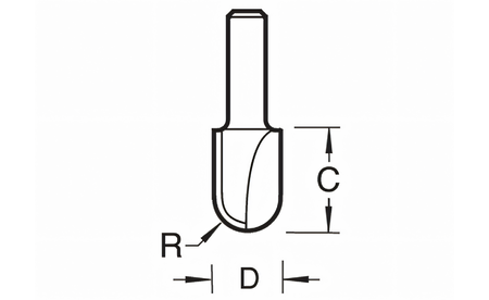 Hohlkehlfräser HM Z2 R: 3,2mm NL: 12,7mm - sautershop