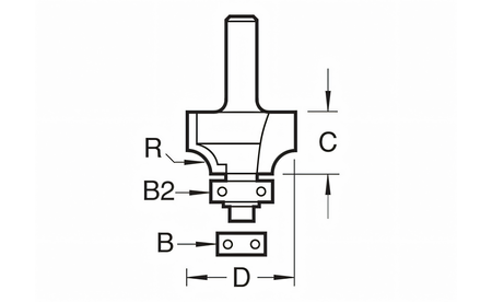 Abrundfräser HM Z2 R: 4,8mm NL: 12,7mm S: 8mm - sautershop