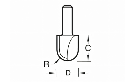 Hohlkehlfräser HM Z2 R: 12,7mm NL: 15,9mm S: 8mm - sautershop