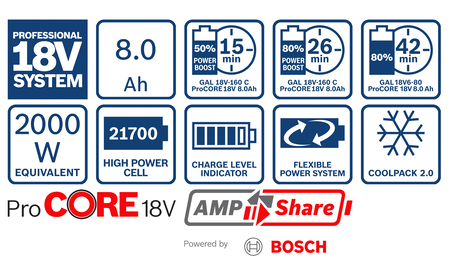 BOSCH ProCORE18V 8.0Ah Professional Akkupack B-1-600-A01-6GK 1