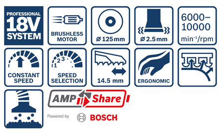 BOSCH GEX 18V-125 Professional Akku-Exzenterschleifer B-0-601-372-200 2