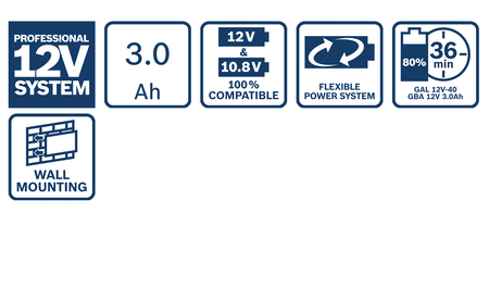 BOSCH 2x12V3.0Ah+GAL12V-40 Professional Starter-Set B-1-600-A01-9RD 1