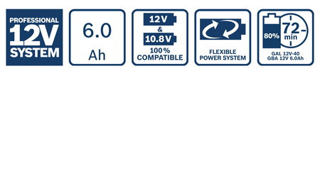 BOSCH GBA 12V 6.0Ah Professional Akkupack B-1-600-A00-X7H 1