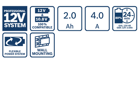 BOSCH 2x12V2.0Ah+GAL12V-40 Professional Starter-Set B-1-600-A01-9R8 1