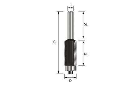 Bündigfräser mit Kugellager stirnseitig D 10 mm E-13570 2