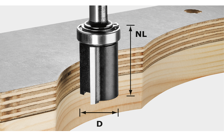 Festool Bündigfräser HW Schaft 8 mm HW S8 D19/NL25 F-491028 2