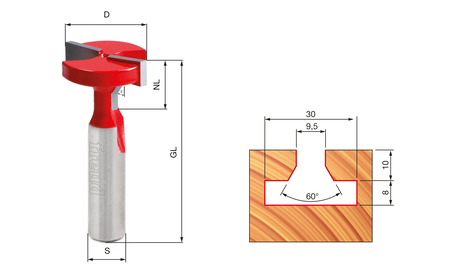 freud T-Nutfräser D30 S12 30° FR-52-52612P 1
