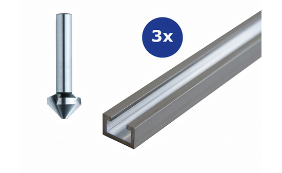 3x Aluminium-Profilschiene 1200 mm & Kegelsenker - sautershop | © sauter GmbH