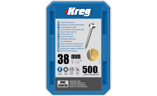 Kreg Schneidschrauben mit Flachkopf Fein 38.1 mm 500 Stk KR-SPS-F150-500-EUR